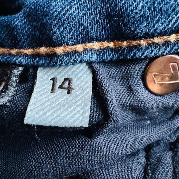 7 For All Mankind Kids Skinny Straight Cotton Blue Denim Jeans Size 14 - Picture 7 of 10